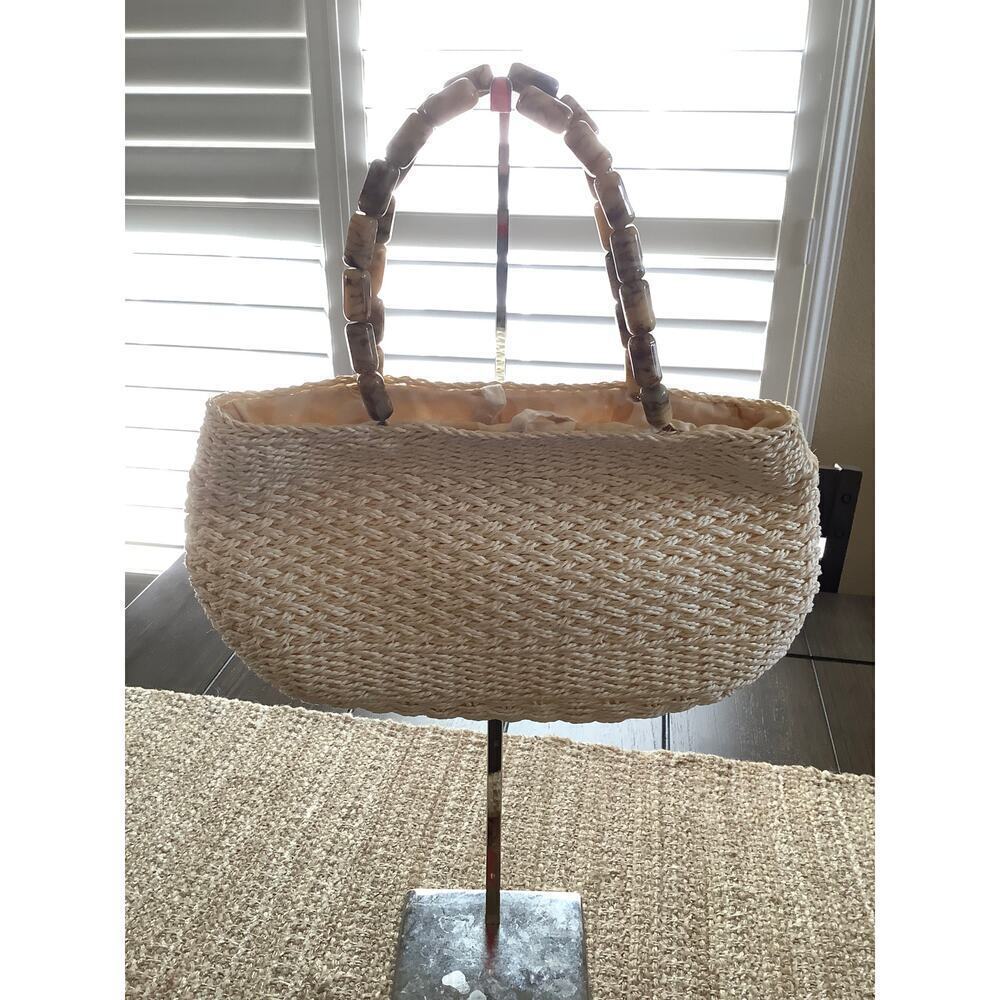 Talbots Women's Vintage Cream Raffia Shoulder Bag Tote